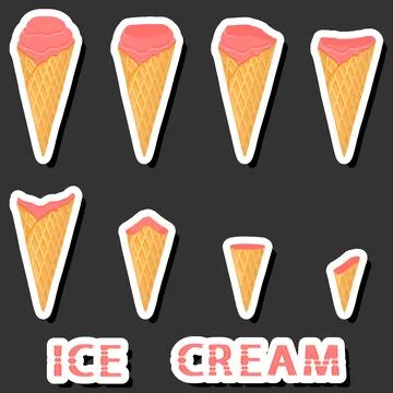 Big colorful set different forms natural dessert ice cream of consisting va.. Ilustración de archivo