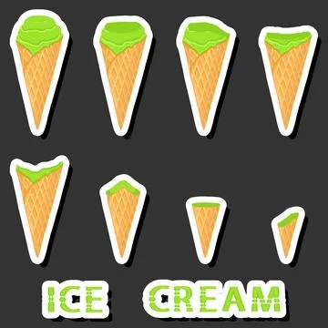 Big colorful set different forms natural dessert ice cream of consisting va.. Stock Illustration