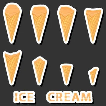 Big colorful set different forms natural dessert ice cream of consisting va.. Ilustración de archivo