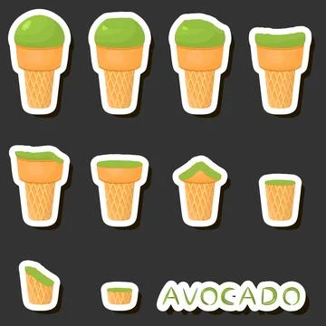 Big colorful set different forms natural dessert ice cream of consisting va.. Ilustración de archivo