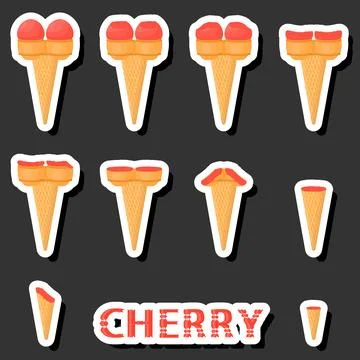 Big colorful set different forms natural dessert ice cream of consisting va.. Ilustración de archivo