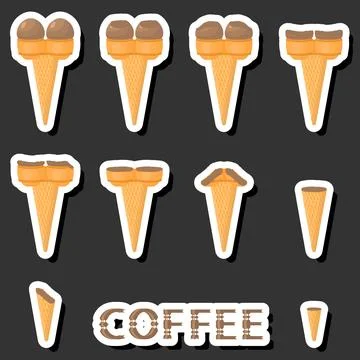 Big colorful set different forms natural dessert ice cream of consisting va.. Ilustración de archivo