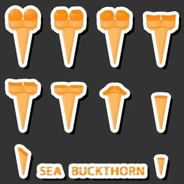 Big colorful set different forms natural dessert ice cream of consisting va.. Ilustración de archivo