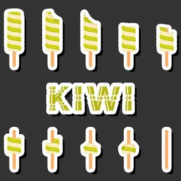 Big colorful set different forms natural dessert ice cream of consisting va.. Ilustración de archivo