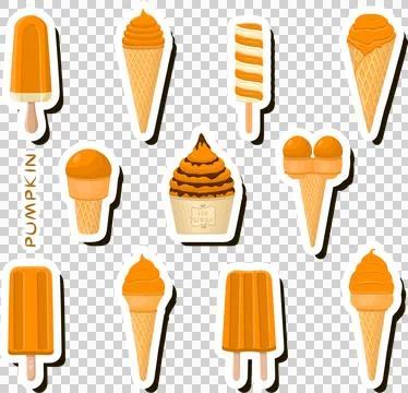 Big colorful set different types natural dessert ice cream of consisting va.. 스톡 일러스트