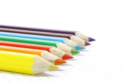 Big colour pencils on the notepad Stock Photos