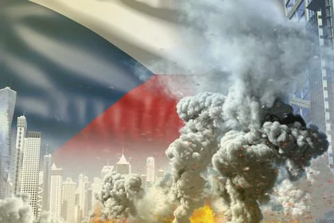 Big concept of industrial explosion or terrorist act on Brazil flag Stock Illustration