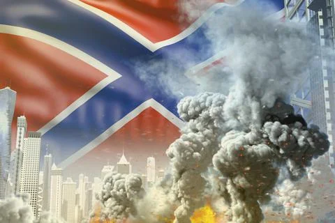 Big concept of industrial explosion or terrorist act on Brazil flag Stock Illustration