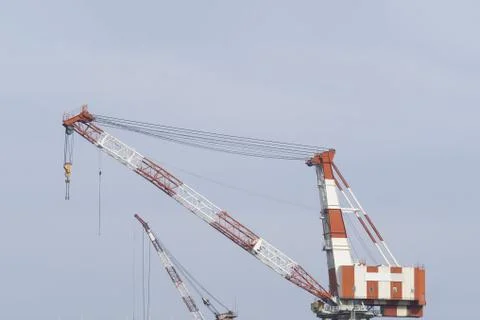 Big construction cranes of a shipyard Stock Photos