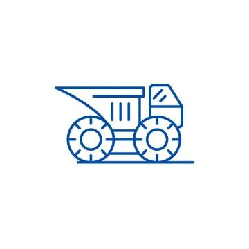 Big construction machine line icon concept. Big construction machine flat vector Illustrazione stock