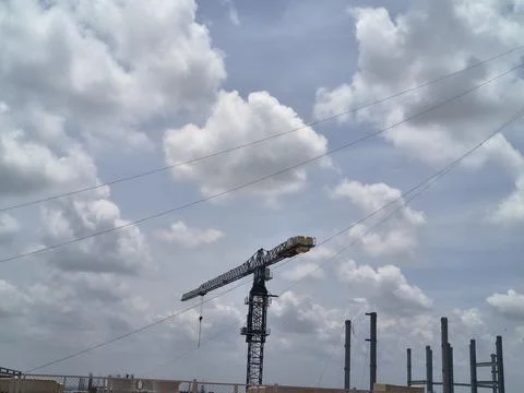 Big construction site with crane Stock Photos