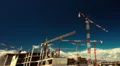 big construction site with cranes panorama timelapse pan and zoom motion HD Footage