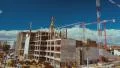big construction site with cranes panorama,post dolly timelapse HD Footage