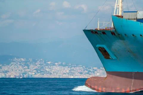 Big Container ship prow close up detail Stock Photos
