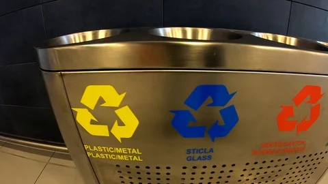 Big containers for recycling waste sorting - plastic, glass, metal, paper. Stock-Footage 103632253