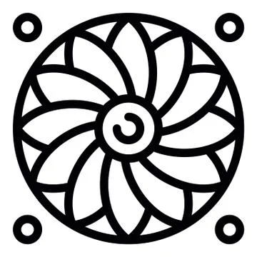 Big cpu cooler icon, outline style イラスト素材