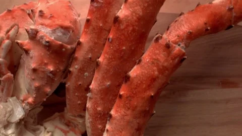 Big crab claws on table. HD Stock Footage 141446601
