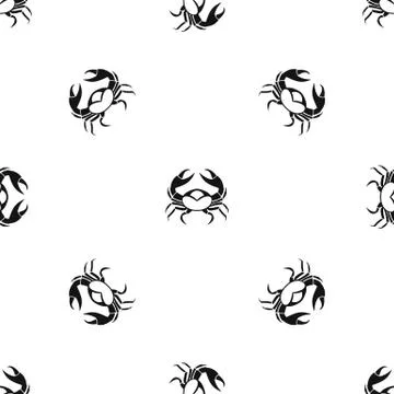 Big crab pattern seamless black Illustrazione stock