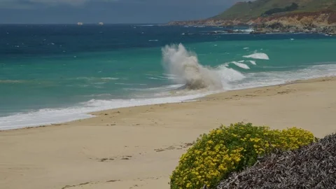 Big crash on rock Stock Footage 281873679