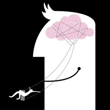 Big creative concept, brainstorming design, the background is black. Stock Illustration