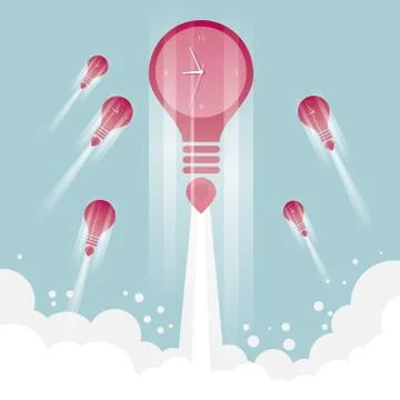 Big creative concept design, rocket launch. Stock Illustration