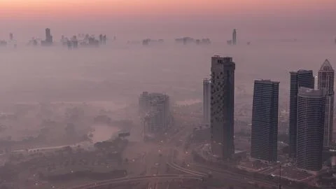 Big crossroad junction between JLT district and Dubai Marina intersected by S Stock Photos