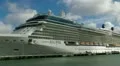 big cruise ship in dock - people - San Juan Harbor HD Footage