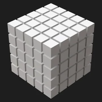 Big cube with cubic cuts Stock Illustration