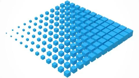 Big cube scructure dissolving to small cubes. 3d style vector illustration. Stock Illustration