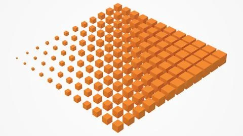 Big cube scructure dissolving to small cubes. 3d style vector illustration. Stock Illustration