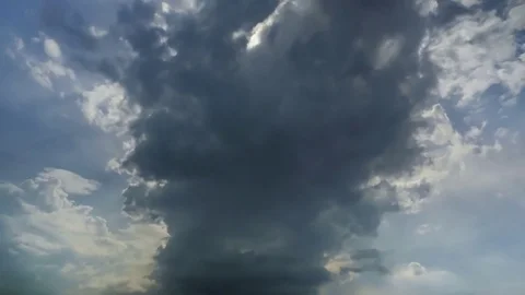 A big cumulonimbus thundercloud taking over the sunny sky, time lapse Stock Footage 78013831