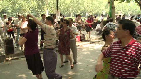 Big dance class in park Stock Footage 37703369
