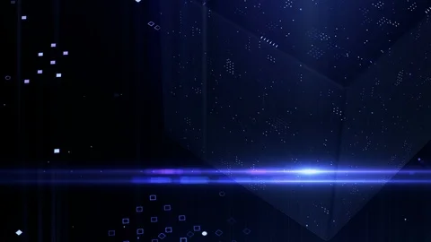 Big data, 3D cube in computing core with blue lens flare.Block chain network  Stock Footage 106086951