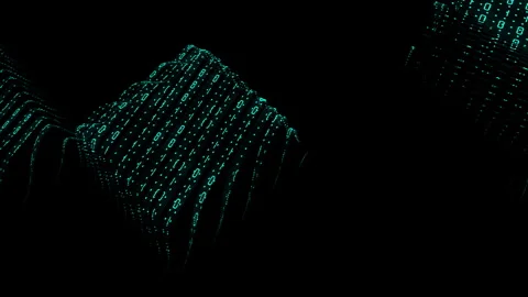Big data 3D cube in matrix. Dark green background. Cube blocks concept. Stock Footage 271151966