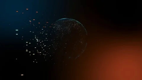 BIG DATA 3D EARTH 4k teamwork Colourful Digital Clouds Earth rotating animation Stock Footage 119271846