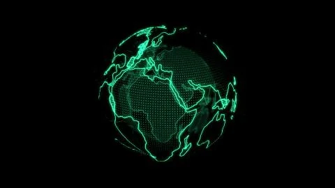 Big data 3d Earth. Binary code surrounding globe rotating. Retro digital Eart Stock Illustration