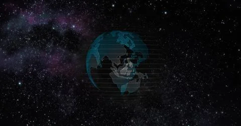 Big data 3d Earth. Binary code surrounding globe rotating. Retro digital Earth Stock Illustration