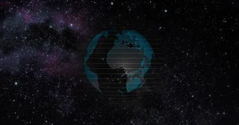 Big data 3d Earth. Binary code surrounding globe rotating. Retro digital Earth Stockillustratie