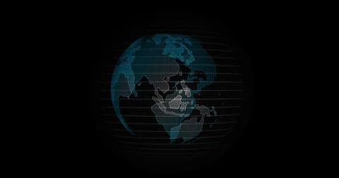 Big data 3d Earth. Binary code surrounding globe rotating. Retro digital Earth Stock Illustration