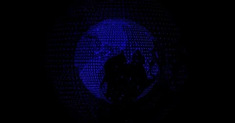 Big Data 3d Earth Blue Digital Globe Rotating Stock Footage 122084418