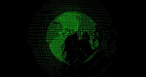 Big Data 3d Earth Green Digital Globe Rotating Stock Footage 122084517