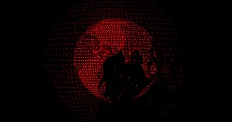 Big Data 3d Earth Red Digital Globe Rotating Stock Footage 122079626