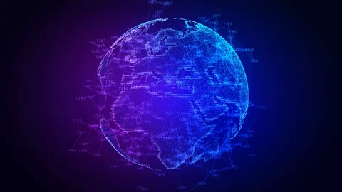 Big data 3d Earth in space. Abstract Hologram Rotating in Cyberspace Structure Stock Footage 123759969