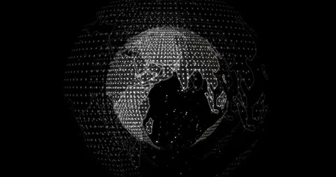 Big Data 3d Earth White Digital Globe Rotating Stock Footage 122084654