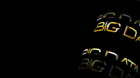 Big Data 3D gold glitch tube text animation Stock-Footage 302734784