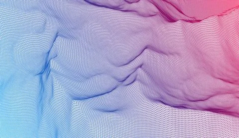 Big Data. Abstract digital landscape. Wireframe landscape background. Illustrazione stock