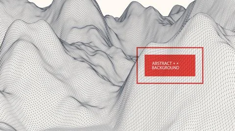 Big Data. Abstract digital landscape. Wireframe landscape background. Stock Illustration