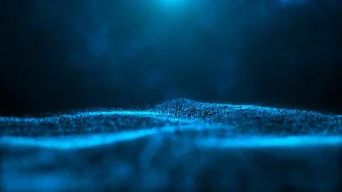 Big Data. Abstract futuristic digital landscape with particles dots and sta.. Stock Photos