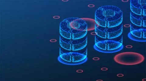 Big Data Access and Storage Concept – Abstract Low Poly Wireframe Mesh Design Stock Illustration