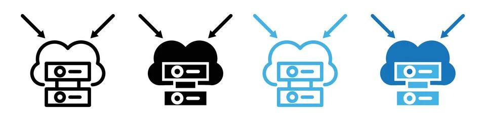 Big Data Aggregation Icons Depicting Server Database Management and Cloud N.. Stock Illustration